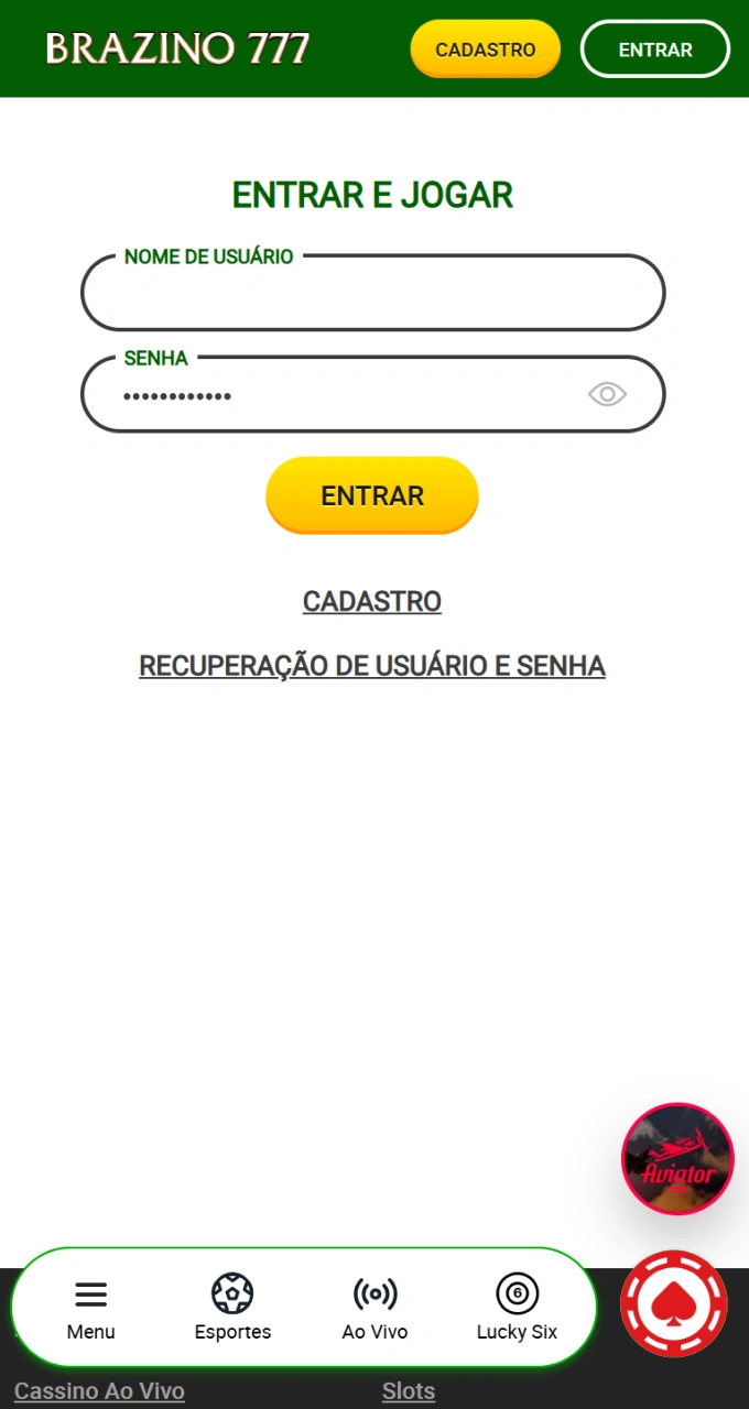 Faça login para decolar e competir por multiplicadores altos no jogo Aviator do cassino Brazino777.