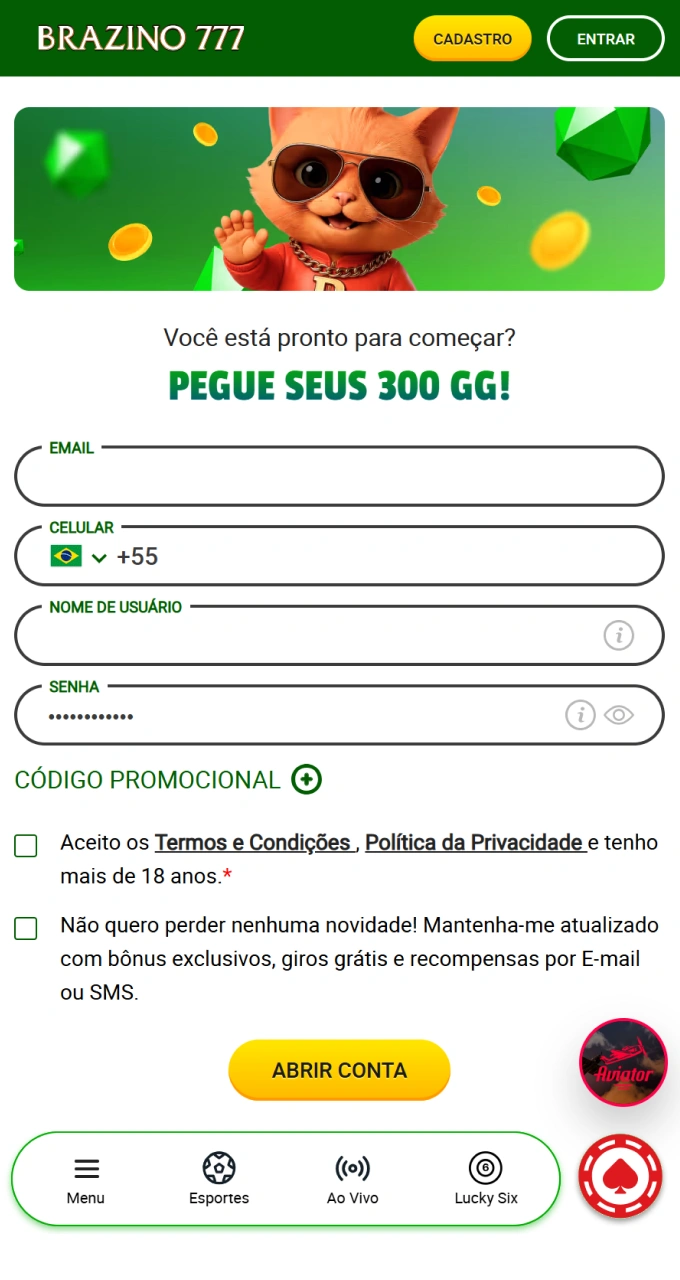 Crie sua conta no Brazino777 para aproveitar as melhores ofertas em futebol.